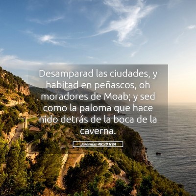 Picture 05 - Jeremías 48:28 RVA - Desamparad las ciudades, y habitad en peñascos, - Bible Verse Picture