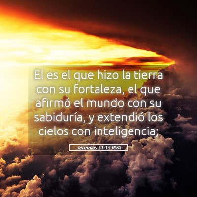 Picture 05 - Jeremías 51:15 RVA - El es el que hizo la tierra con su fortaleza, el - Bible Verse Picture