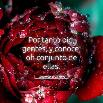 Picture 05 - Jeremías 6:18 RVA - Por tanto oid, gentes, y conoce, oh conjunto de - Bible Verse Picture