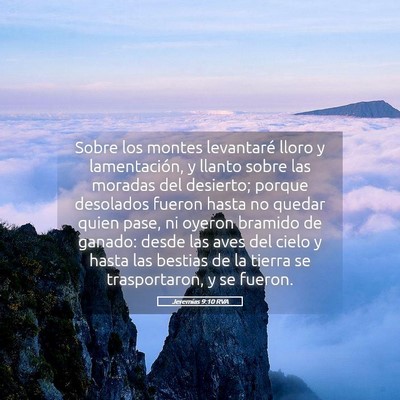 Picture 05 - Jeremías 9:10 RVA - Sobre los montes levantaré lloro y lamentación, - Bible Verse Picture