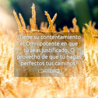 Picture 05 - Job 22:3 RVA - ¿Tiene su contentamiento el Omnipotente en que - Bible Verse Picture