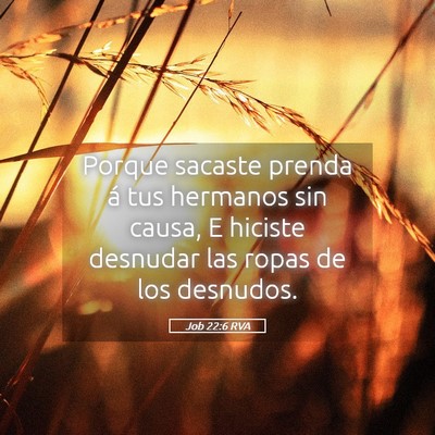 Picture 05 - Job 22:6 RVA - Porque sacaste prenda á tus hermanos sin causa, - Bible Verse Picture