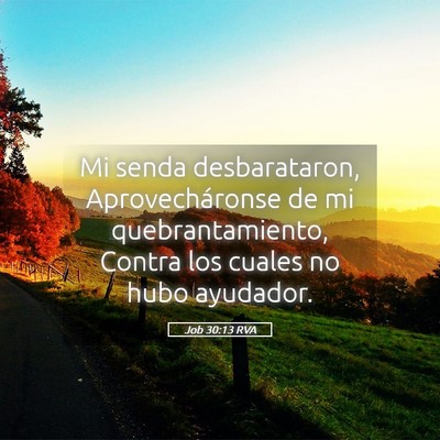 Picture 05 - Job 30:13 RVA - Mi senda desbarataron, Aprovecháronse de mi - Bible Verse Picture