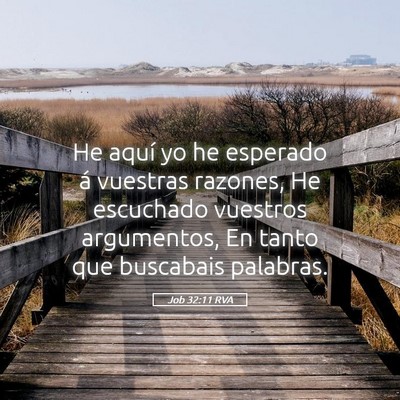 Picture 05 - Job 32:11 RVA - He aquí yo he esperado á vuestras razones, He - Bible Verse Picture