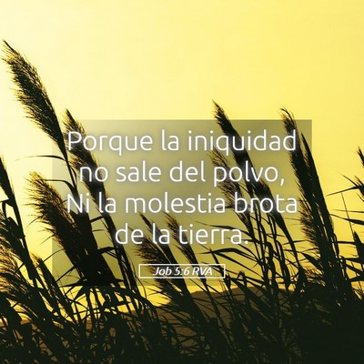 Picture 05 - Job 5:6 RVA - Porque la iniquidad no sale del polvo, Ni la - Bible Verse Picture