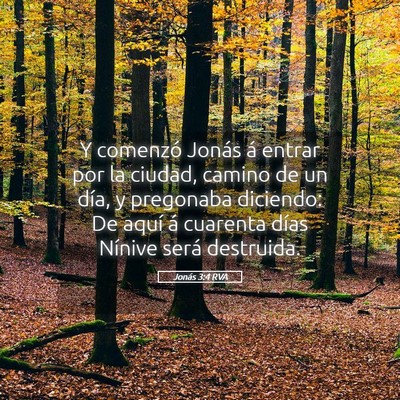 Picture 05 - Jonás 3:4 RVA - Y comenzó Jonás á entrar por la ciudad, camino - Bible Verse Picture