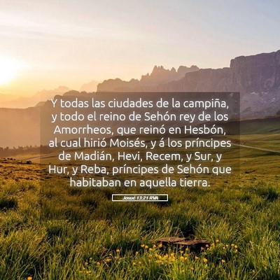 Picture 05 - Josué 13:21 RVA - Y todas las ciudades de la campiña, y todo el - Bible Verse Picture