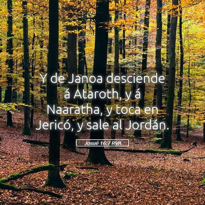 Picture 05 - Josué 16:7 RVA - Y de Janoa desciende á Ataroth, y á Naaratha, y - Bible Verse Picture