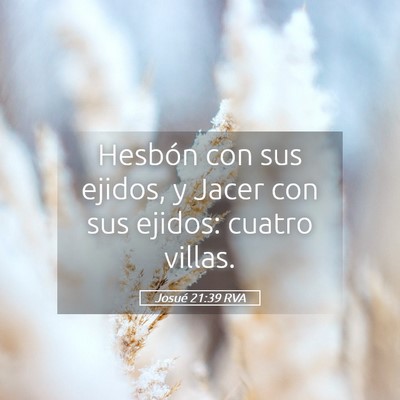 Picture 05 - Josué 21:39 RVA - Hesbón con sus ejidos, y Jacer con sus ejidos: - Bible Verse Picture