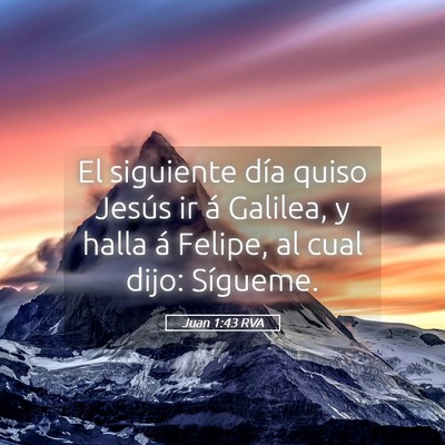 Picture 05 - Juan 1:43 RVA - El siguiente día quiso Jesús ir á Galilea, y - Bible Verse Picture