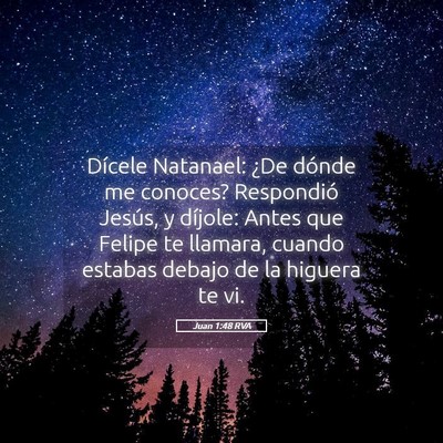 Picture 05 - Juan 1:48 RVA - Dícele Natanael: ¿De dónde me conoces? - Bible Verse Picture