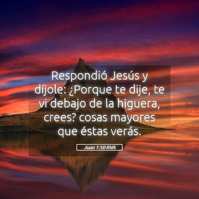 Picture 05 - Juan 1:50 RVA - Respondió Jesús y díjole: ¿Porque te dije, te - Bible Verse Picture