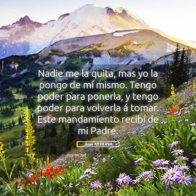 Picture 05 - Juan 10:18 RVA - Nadie me la quita, mas yo la pongo de mí mismo. - Bible Verse Picture
