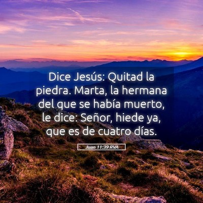 Picture 05 - Juan 11:39 RVA - Dice Jesús: Quitad la piedra. Marta, la hermana - Bible Verse Picture