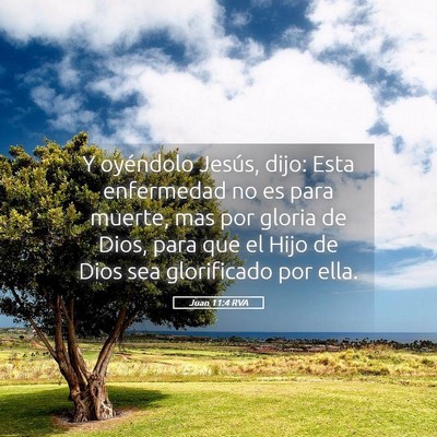 Picture 05 - Juan 11:4 RVA - Y oyéndolo Jesús, dijo: Esta enfermedad no es - Bible Verse Picture