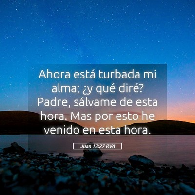 Picture 05 - Juan 12:27 RVA - Ahora está turbada mi alma; ¿y qué diré? - Bible Verse Picture