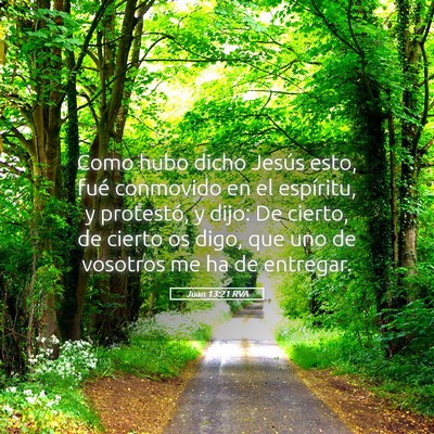 Picture 05 - Juan 13:21 RVA - Como hubo dicho Jesús esto, fué conmovido en el - Bible Verse Picture