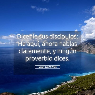 Picture 05 - Juan 16:29 RVA - Dícenle sus discípulos: He aquí, ahora hablas - Bible Verse Picture