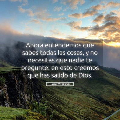 Picture 05 - Juan 16:30 RVA - Ahora entendemos que sabes todas las cosas, y no - Bible Verse Picture