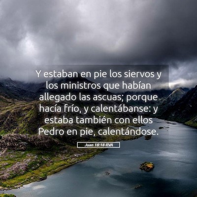 Picture 05 - Juan 18:18 RVA - Y estaban en pie los siervos y los ministros que - Bible Verse Picture
