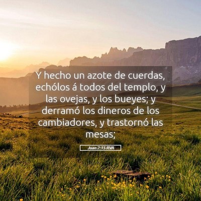 Picture 05 - Juan 2:15 RVA - Y hecho un azote de cuerdas, echólos á todos - Bible Verse Picture