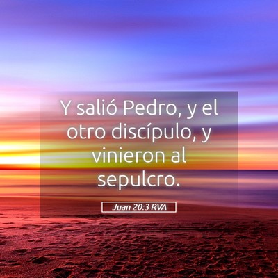 Picture 05 - Juan 20:3 RVA - Y salió Pedro, y el otro discípulo, y vinieron - Bible Verse Picture