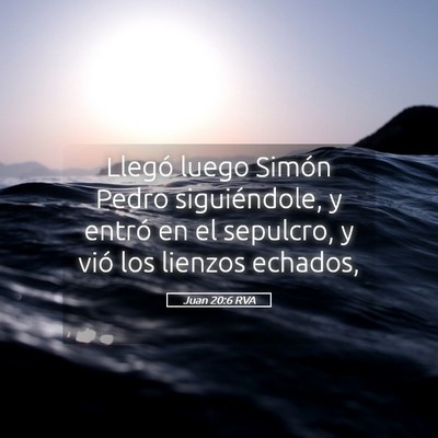 Picture 05 - Juan 20:6 RVA - Llegó luego Simón Pedro siguiéndole, y entró - Bible Verse Picture