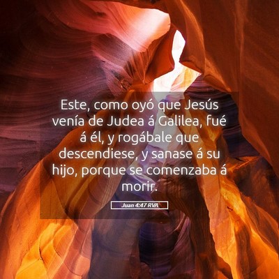 Picture 05 - Juan 4:47 RVA - Este, como oyó que Jesús venía de Judea á - Bible Verse Picture