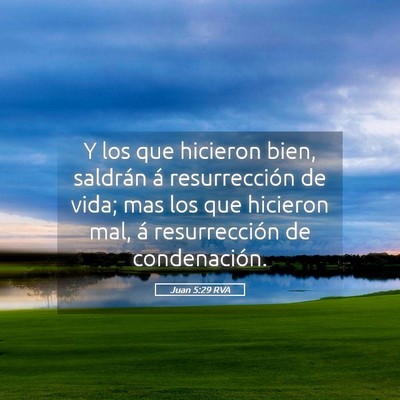 Picture 05 - Juan 5:29 RVA - Y los que hicieron bien, saldrán á - Bible Verse Picture