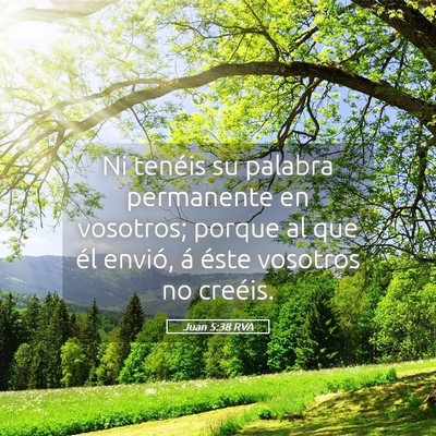 Picture 05 - Juan 5:38 RVA - Ni tenéis su palabra permanente en vosotros; - Bible Verse Picture