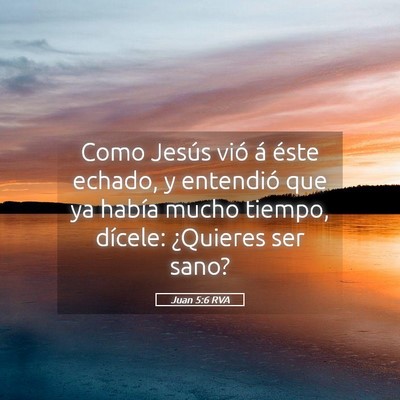Picture 05 - Juan 5:6 RVA - Como Jesús vió á éste echado, y entendió que - Bible Verse Picture