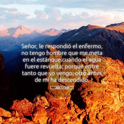 Picture 05 - Juan 5:7 RVA - Señor, le respondió el enfermo, no tengo hombre - Bible Verse Picture