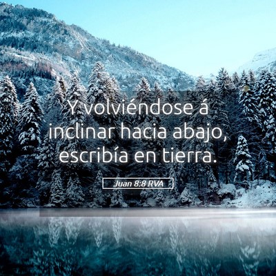 Picture 05 - Juan 8:8 RVA - Y volviéndose á inclinar hacia abajo, escribía - Bible Verse Picture