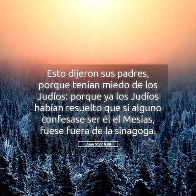 Picture 05 - Juan 9:22 RVA - Esto dijeron sus padres, porque tenían miedo de - Bible Verse Picture