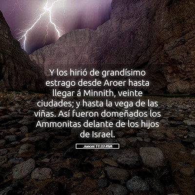 Picture 05 - Jueces 11:33 RVA - Y los hirió de grandísimo estrago desde Aroer - Bible Verse Picture