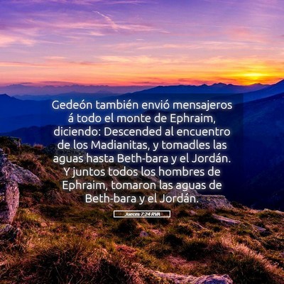 Picture 05 - Jueces 7:24 RVA - Gedeón también envió mensajeros á todo el - Bible Verse Picture