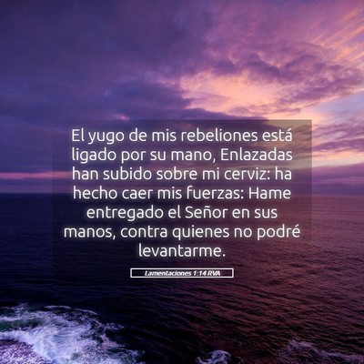 Picture 05 - Lamentaciones 1:14 RVA - El yugo de mis rebeliones está ligado por su - Bible Verse Picture