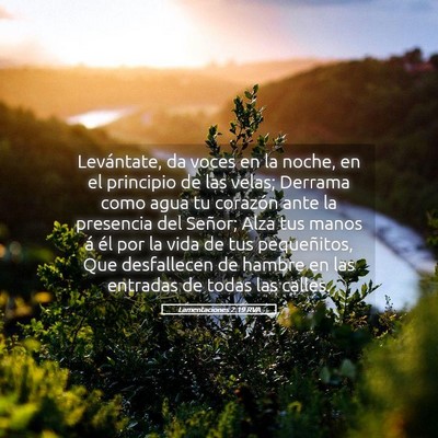 Picture 05 - Lamentaciones 2:19 RVA - Levántate, da voces en la noche, en el principio - Bible Verse Picture
