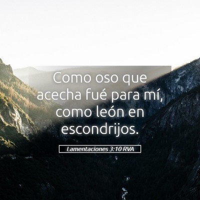 Picture 05 - Lamentaciones 3:10 RVA - Como oso que acecha fué para mí, como león en - Bible Verse Picture
