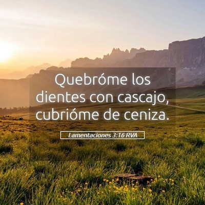 Picture 05 - Lamentaciones 3:16 RVA - Quebróme los dientes con cascajo, cubrióme de - Bible Verse Picture