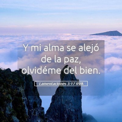 Picture 05 - Lamentaciones 3:17 RVA - Y mi alma se alejó de la paz, olvidéme del - Bible Verse Picture