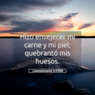 Picture 05 - Lamentaciones 3:4 RVA - Hizo envejecer mi carne y mi piel; quebrantó mis - Bible Verse Picture