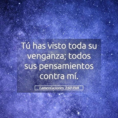 Picture 05 - Lamentaciones 3:60 RVA - Tú has visto toda su venganza; todos sus - Bible Verse Picture