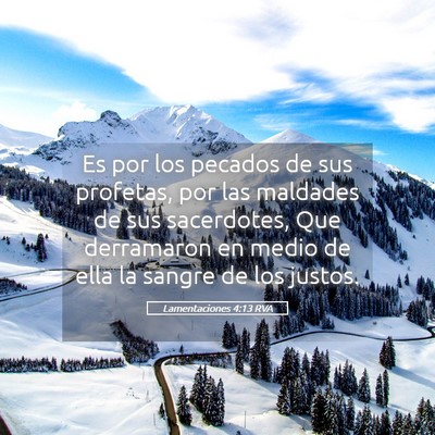 Picture 05 - Lamentaciones 4:13 RVA - Es por los pecados de sus profetas, por las - Bible Verse Picture