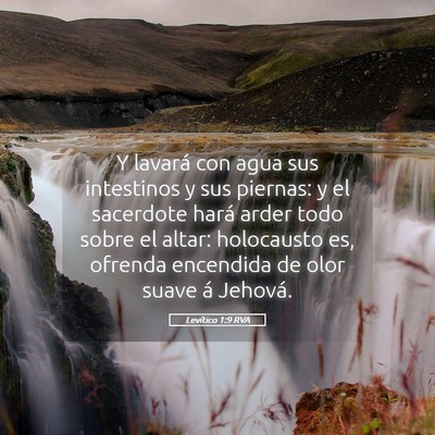 Picture 05 - Levítico 1:9 RVA - Y lavará con agua sus intestinos y sus piernas: - Bible Verse Picture