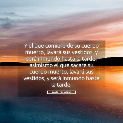 Picture 05 - Levítico 11:40 RVA - Y el que comiere de su cuerpo muerto, lavará sus - Bible Verse Picture