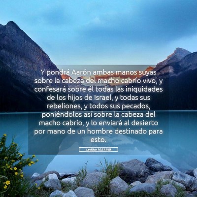 Picture 05 - Levítico 16:21 RVA - Y pondrá Aarón ambas manos suyas sobre la - Bible Verse Picture