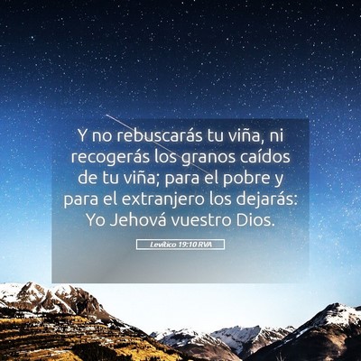 Picture 05 - Levítico 19:10 RVA - Y no rebuscarás tu viña, ni recogerás los - Bible Verse Picture