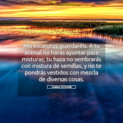 Picture 05 - Levítico 19:19 RVA - Mis estatutos guardaréis. A tu animal no harás - Bible Verse Picture
