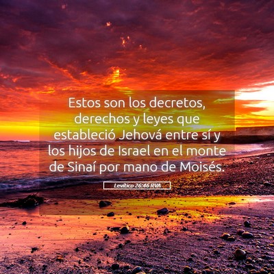 Picture 05 - Levítico 26:46 RVA - Estos son los decretos, derechos y leyes que - Bible Verse Picture